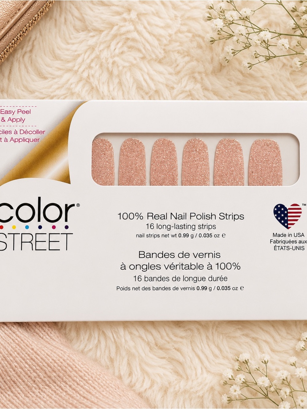 Color Street Rose Gold Glitter Nail Strips - Sparkling Blush